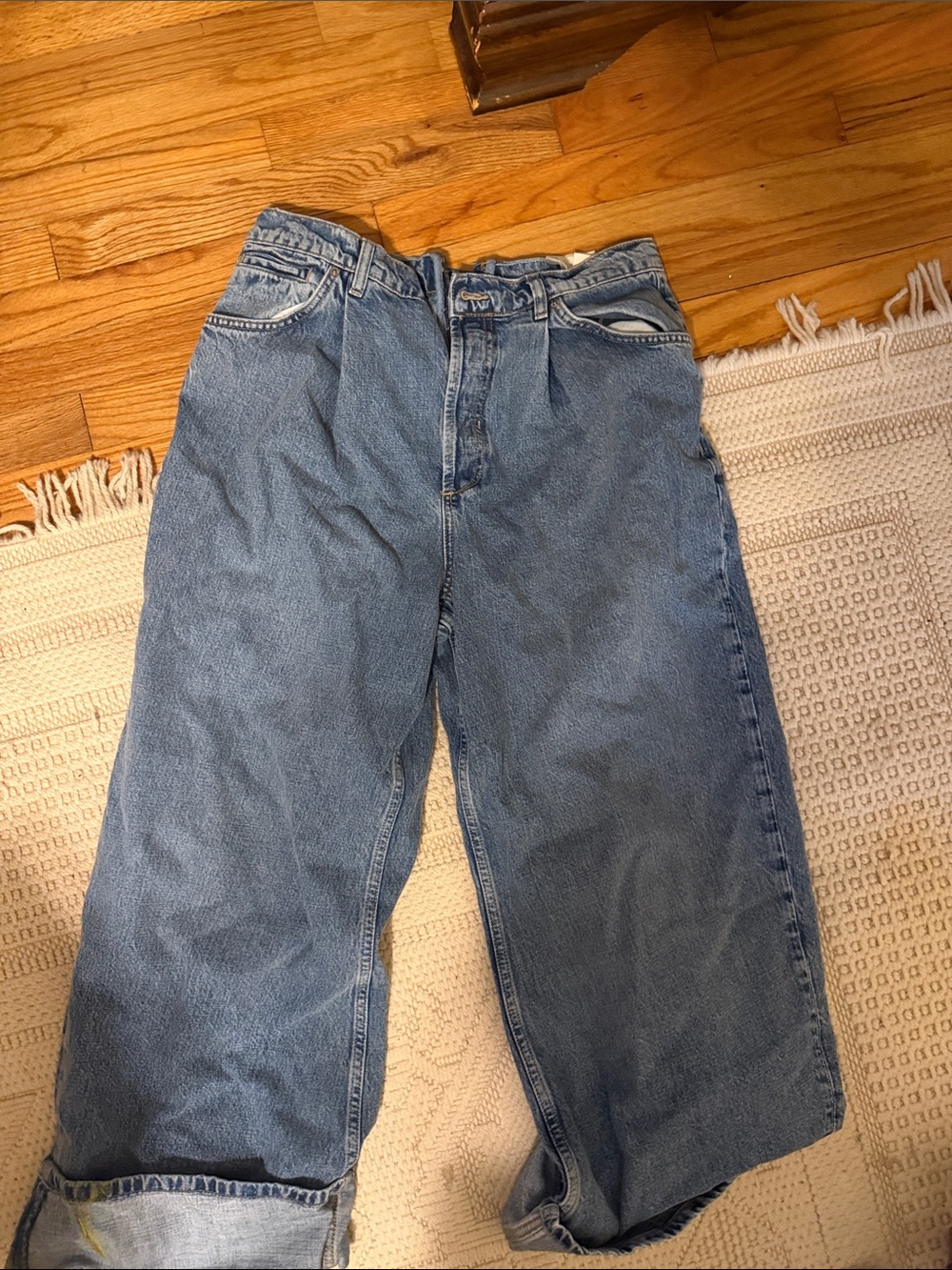We The Free Light Blue Wide-Leg Jeans with Rolled Cuffs - Picture 2 of 3